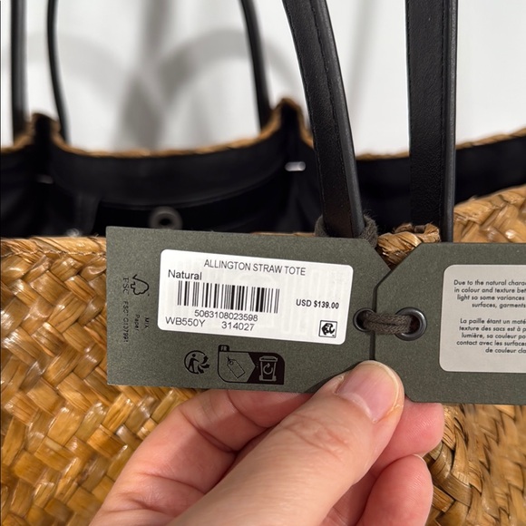 All Saints Brown Woven & Black Leather Tote Bag - Picture 3 of 7